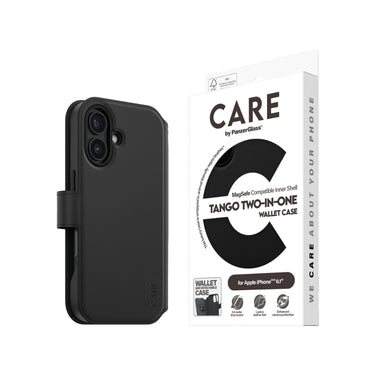 PanzerGlass CARE Tango Wallet Case for Apple iPhone 16- Black